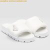 Replica Prada White Leather Slides with Printed Triangle Logo 2