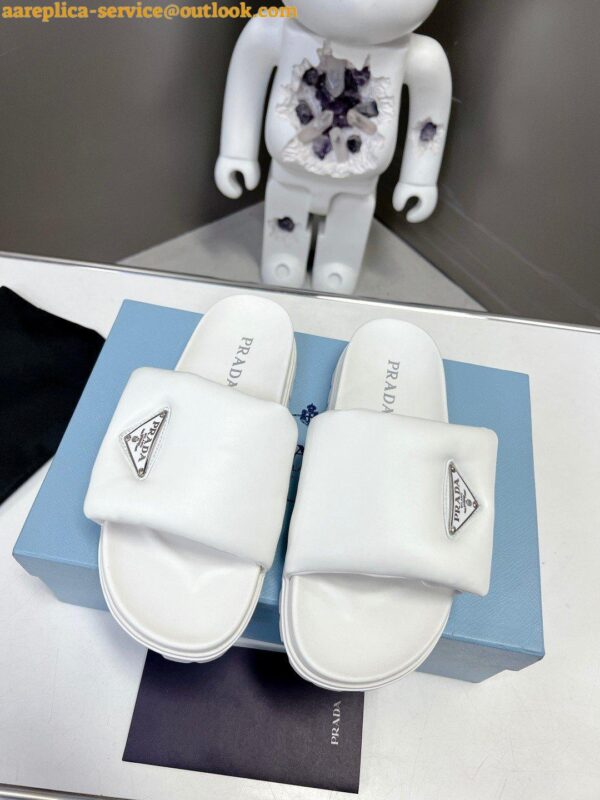 Replica Prada Slides In White Soft Padded Nappa Leather 8