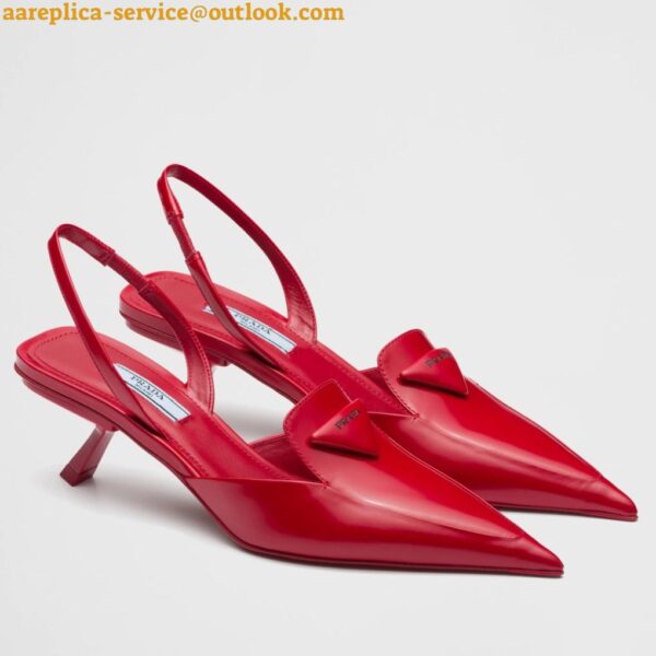 Replica Prada Slingback Pumps 55MM In Red Brushed Leather 3