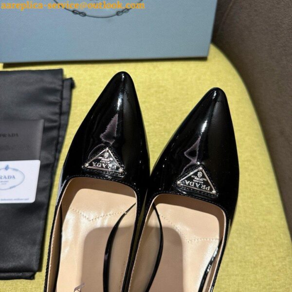 Replica Prada Slingback Pumps 55mm in Black Patent with Crystals Ornament 14