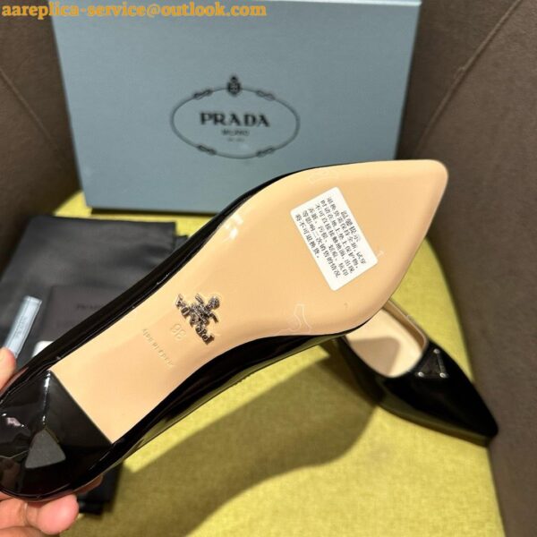 Replica Prada Slingback Pumps 55mm in Black Patent with Crystals Ornament 16