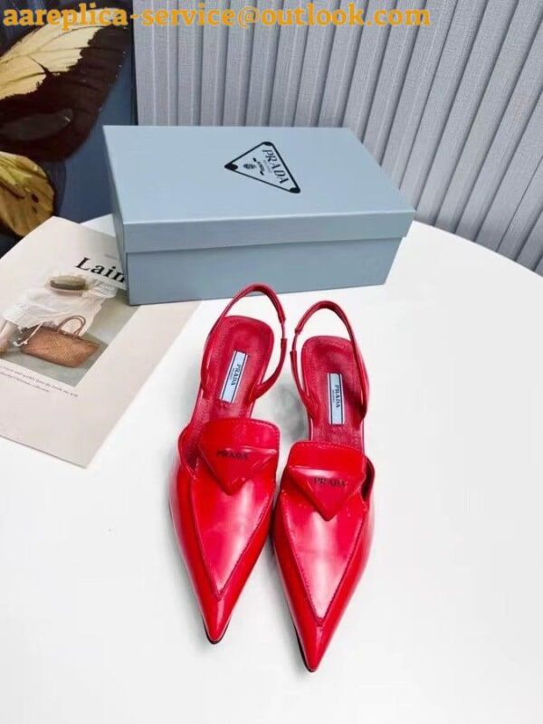 Replica Prada Slingback Pumps 55MM In Red Brushed Leather 5