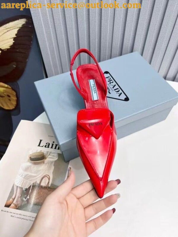 Replica Prada Slingback Pumps 55MM In Red Brushed Leather 6