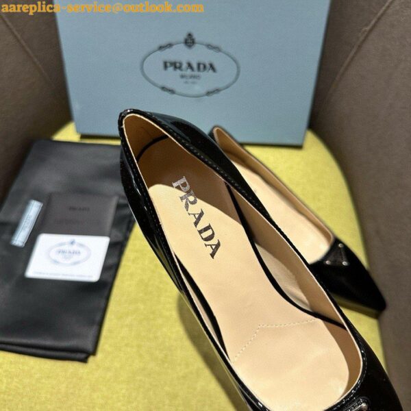 Replica Prada Slingback Pumps 55mm in Black Patent with Crystals Ornament 19