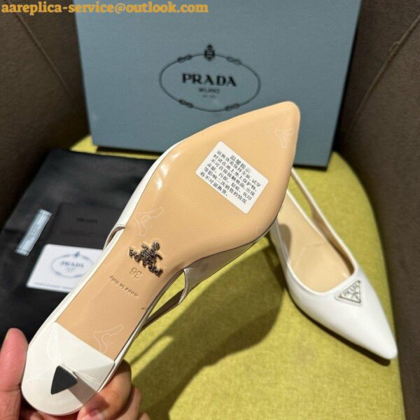 Replica Prada Slingback Pumps 55mm in White Patent Leather 5