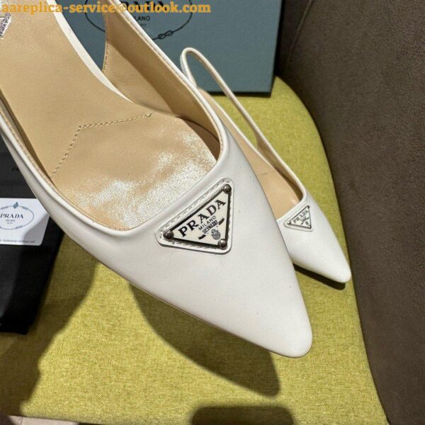 Replica Prada Slingback Pumps 55mm in White Patent Leather 8