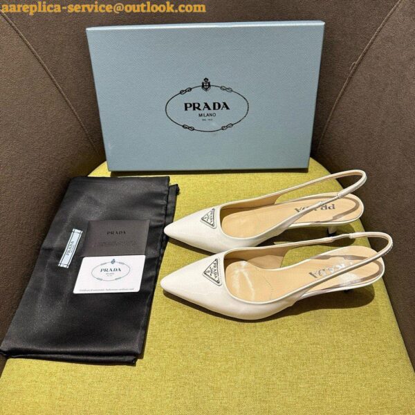 Replica Prada Slingback Pumps 55mm in White Patent Leather 9