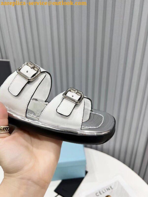 Replica Prada Double-strap Sandals In White Leather 6