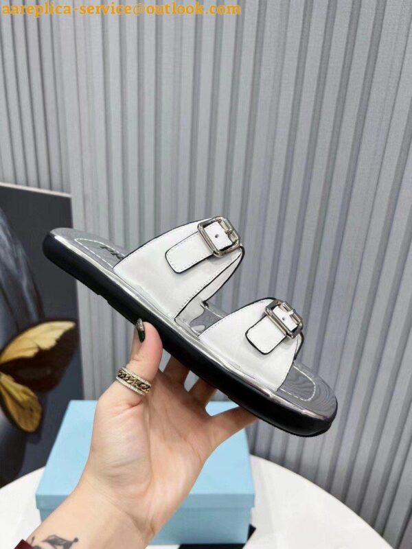 Replica Prada Double-strap Sandals In White Leather 6