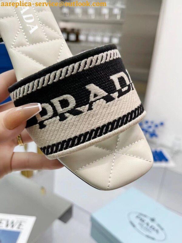 Replica Prada Women's Embroidered Fabric Slides 11