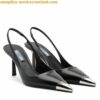 Replica Prada Slingback Pumps 55mm in White Patent Leather