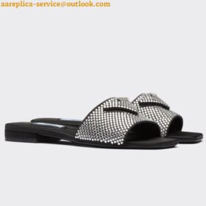 Replica Prada Women's Satin Slides With Crystals