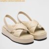 Replica Prada Double-strap Sandals In White Leather