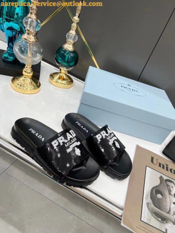 Replica Prada Women's Slides Embroidered With Sequins 4