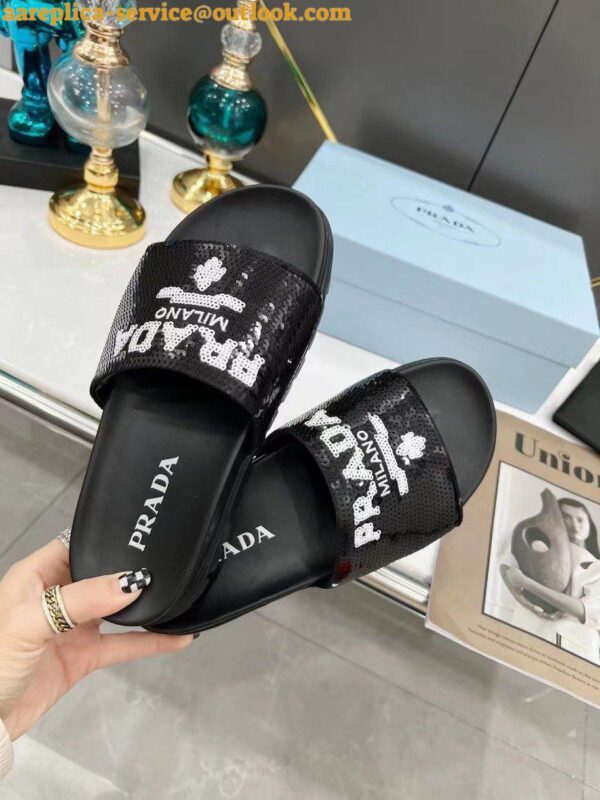 Replica Prada Women's Slides Embroidered With Sequins 7