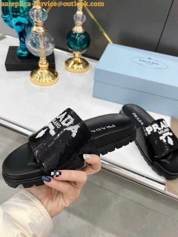 Replica Prada Women's Slides Embroidered With Sequins 8