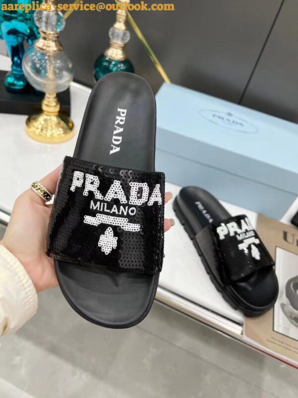 Replica Prada Women's Slides Embroidered With Sequins 9