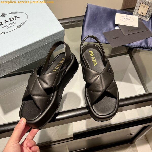 Replica Prada Flatform Sandals In Black Quilted Nappa Leather 6