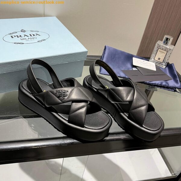 Replica Prada Flatform Sandals In Black Quilted Nappa Leather 8