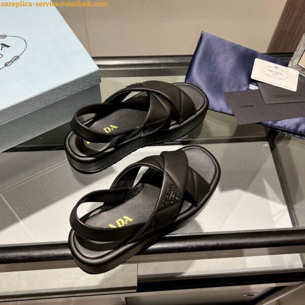 Replica Prada Flatform Sandals In Black Quilted Nappa Leather 9