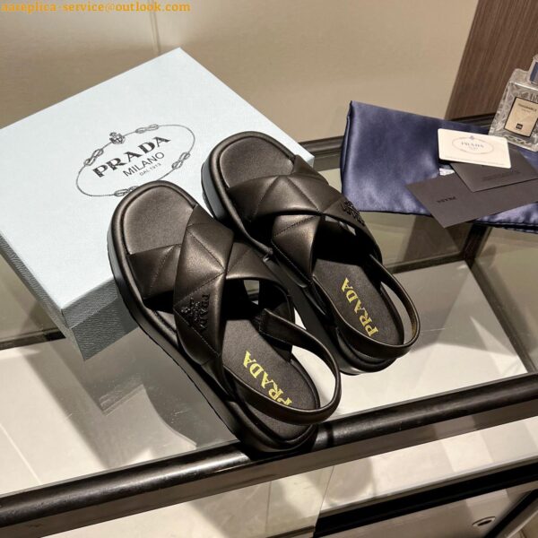 Replica Prada Flatform Sandals In Black Quilted Nappa Leather 11