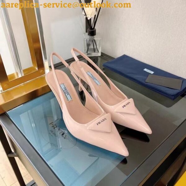 Replica Prada Slingback Pumps 75MM In Powder Brushed Leather 6