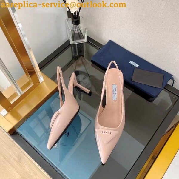 Replica Prada Slingback Pumps 75MM In Powder Brushed Leather 8