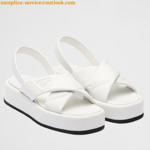 Replica Prada Flatform Sandals In White Quilted Nappa Leather 3