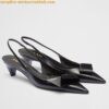 Replica Prada Slingback Pumps in Black Padded Leather 2