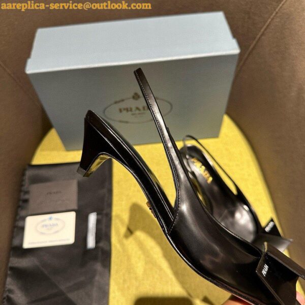 Replica Prada Slingback Pumps In Black Brushed Leather 5