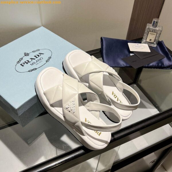 Replica Prada Flatform Sandals In White Quilted Nappa Leather 10