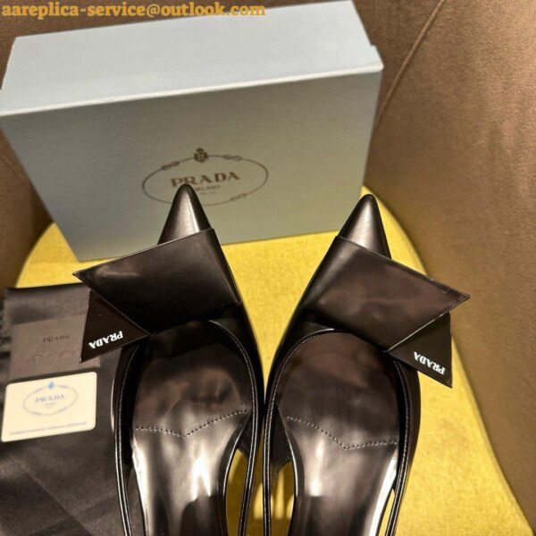 Replica Prada Slingback Pumps In Black Brushed Leather 11