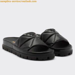 Replica Prada Women's Slides In Black Quilted Nappa Leather