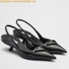 Replica Prada Slingback Pumps In Black Brushed Leather