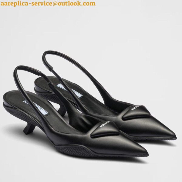 Replica Prada Slingback Pumps in Black Padded Leather 4