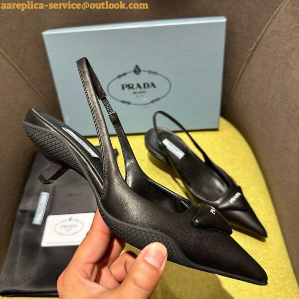 Replica Prada Slingback Pumps in Black Padded Leather 5