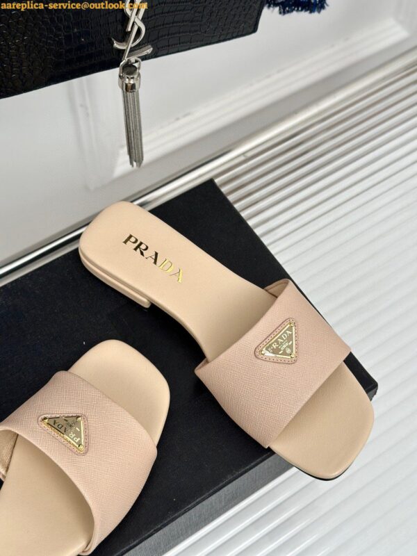 Replica Prada Women's Slides in Beige Saffiano Leather 19