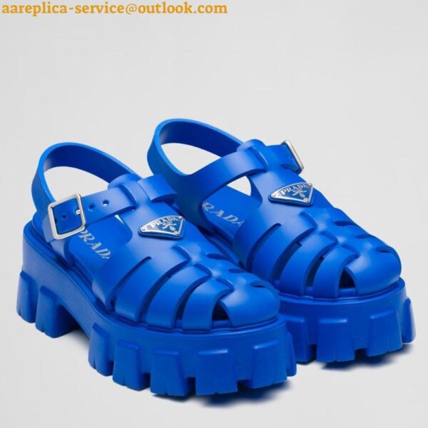 Replica Prada Foam Sandals in Blue Rubber 4