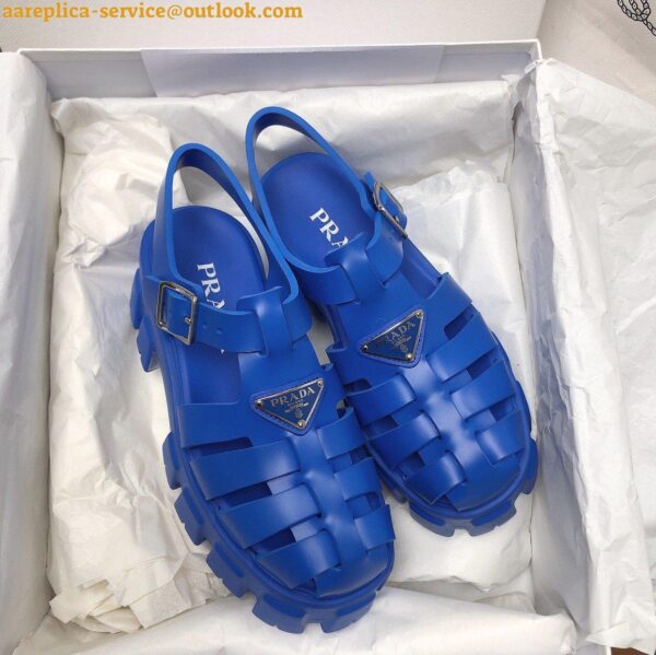 Replica Prada Foam Sandals in Blue Rubber 6