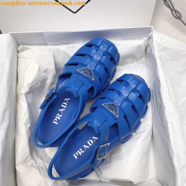 Replica Prada Foam Sandals in Blue Rubber 10