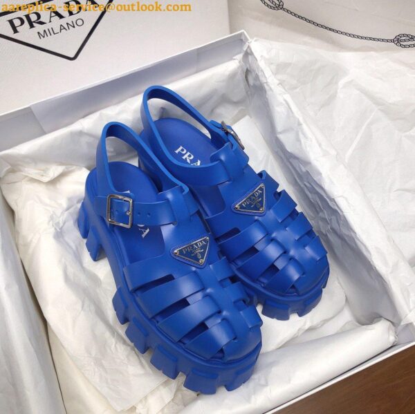 Replica Prada Foam Sandals in Blue Rubber 11