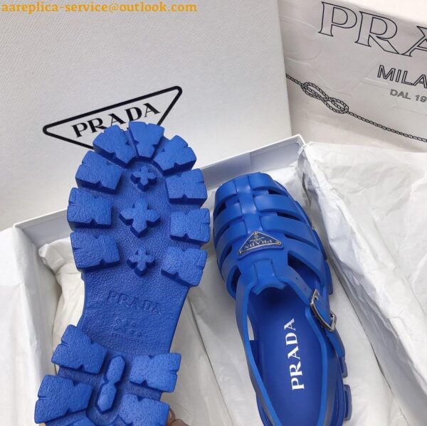 Replica Prada Foam Sandals in Blue Rubber 13