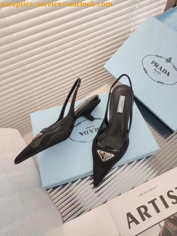 Replica Prada Slingback Pumps In Mesh Fabric 7