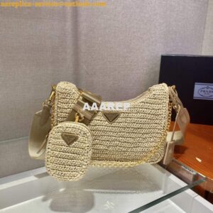 Replica Prada 1BH204 Prada Re-Edition 2005 Raffia Bag in Apricot