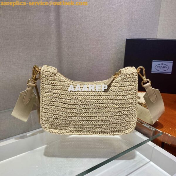 Replica Prada 1BH204 Prada Re-Edition 2005 Raffia Bag in Apricot 3