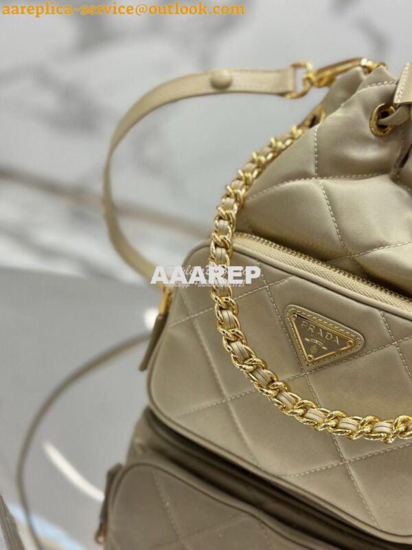 Replica Prada Re-Edition 1995 Chaîne Re-Nylon shoulder bag 1BH038 Beig 4