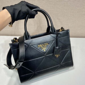 Replica Prada 1BA379 Small leather Prada Symbole bag with topstitching Black