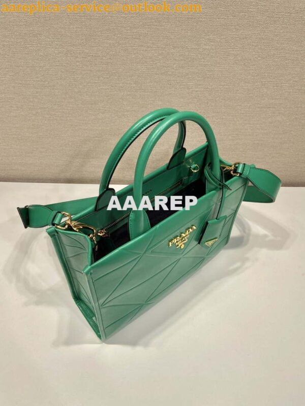 Replica Prada 1BA379 Small leather Prada Symbole bag with topstitching Green 5