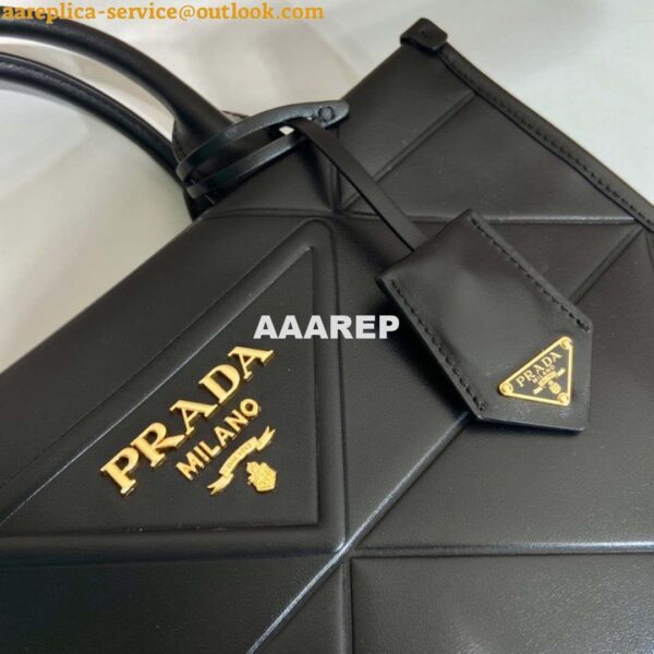 Replica Prada 1BA379 Small leather Prada Symbole bag with topstitching Black 8