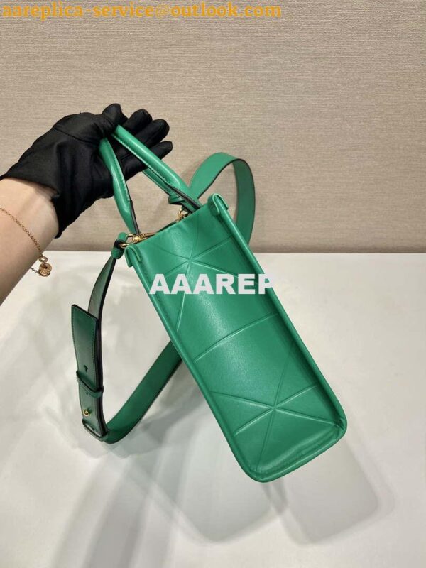 Replica Prada 1BA379 Small leather Prada Symbole bag with topstitching Green 7